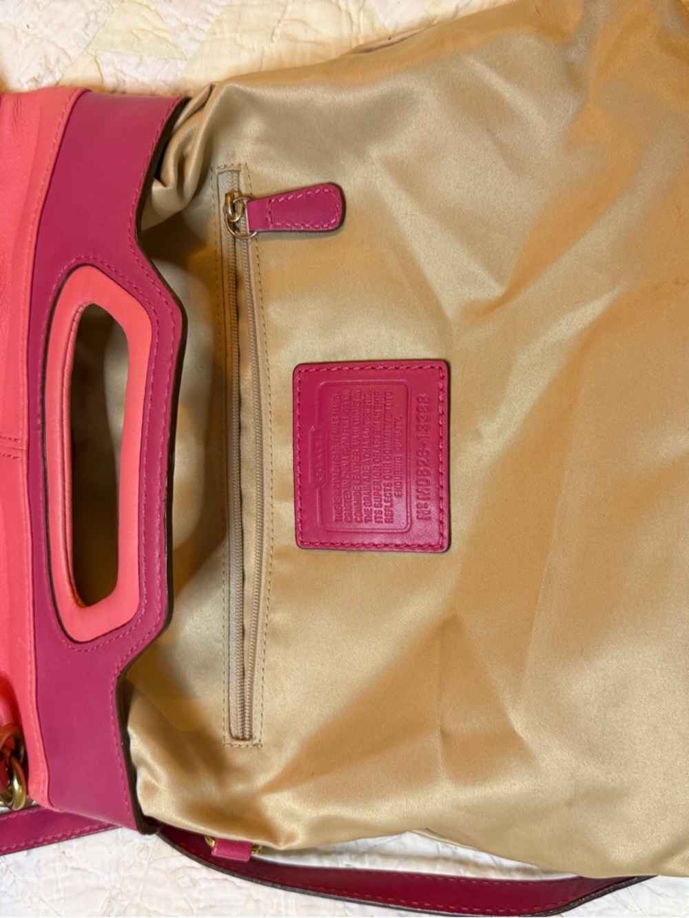 VTG Coach Bonnie Cashin 13388 Pink Red Colorblock Fold Over Crossbody Bag Y2K - Picture 13 of 16